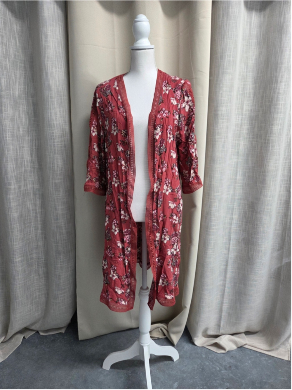 Bella Du Jour Women's Floral Kimono - Rose Boho Size M